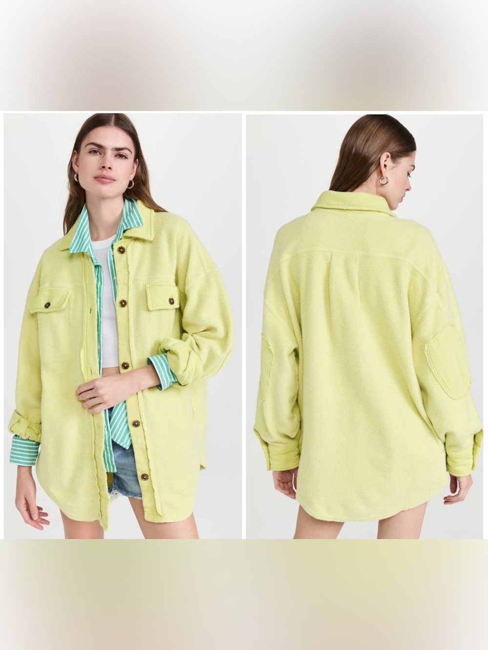 Free People Ruby Shirt Jacket In Luminary Size L Oversized Raw Detailing Shacket